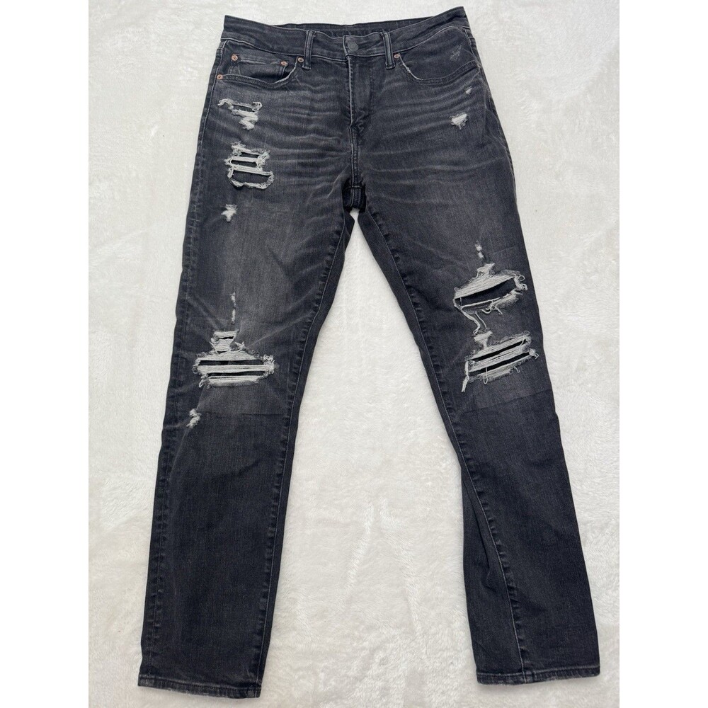 American Eagle Men's *Faded Black* Distressed/Destroyed 32x32 Slim Denim